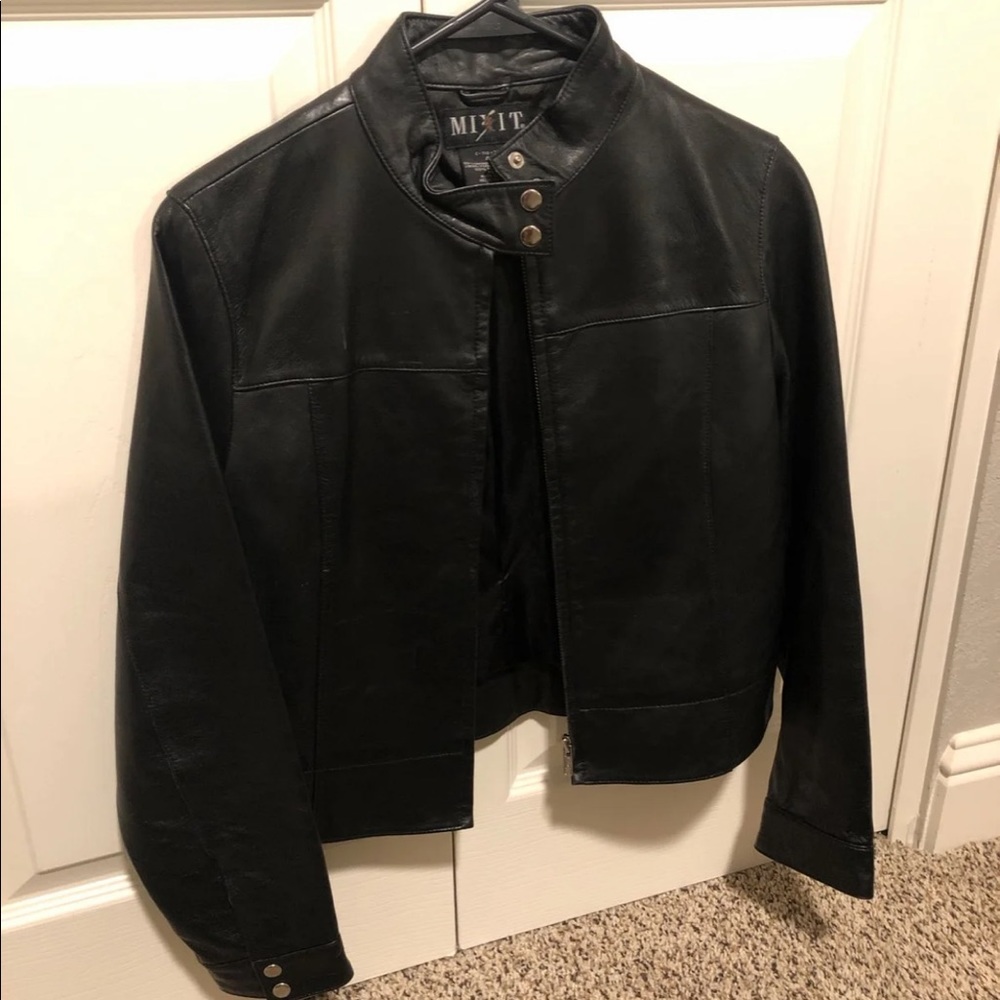 Genuine leather moto jacket